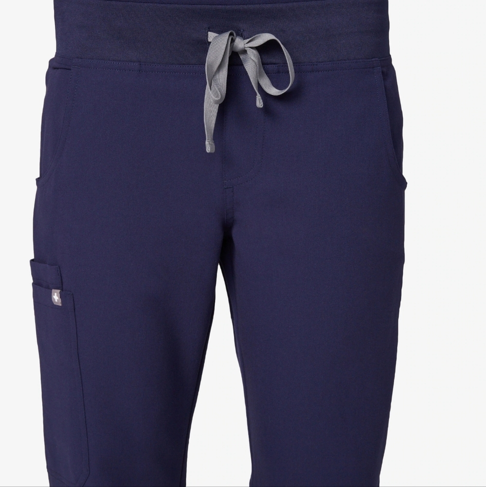 Figs Women's Navy Scrub Joggers with Gray Drawstring